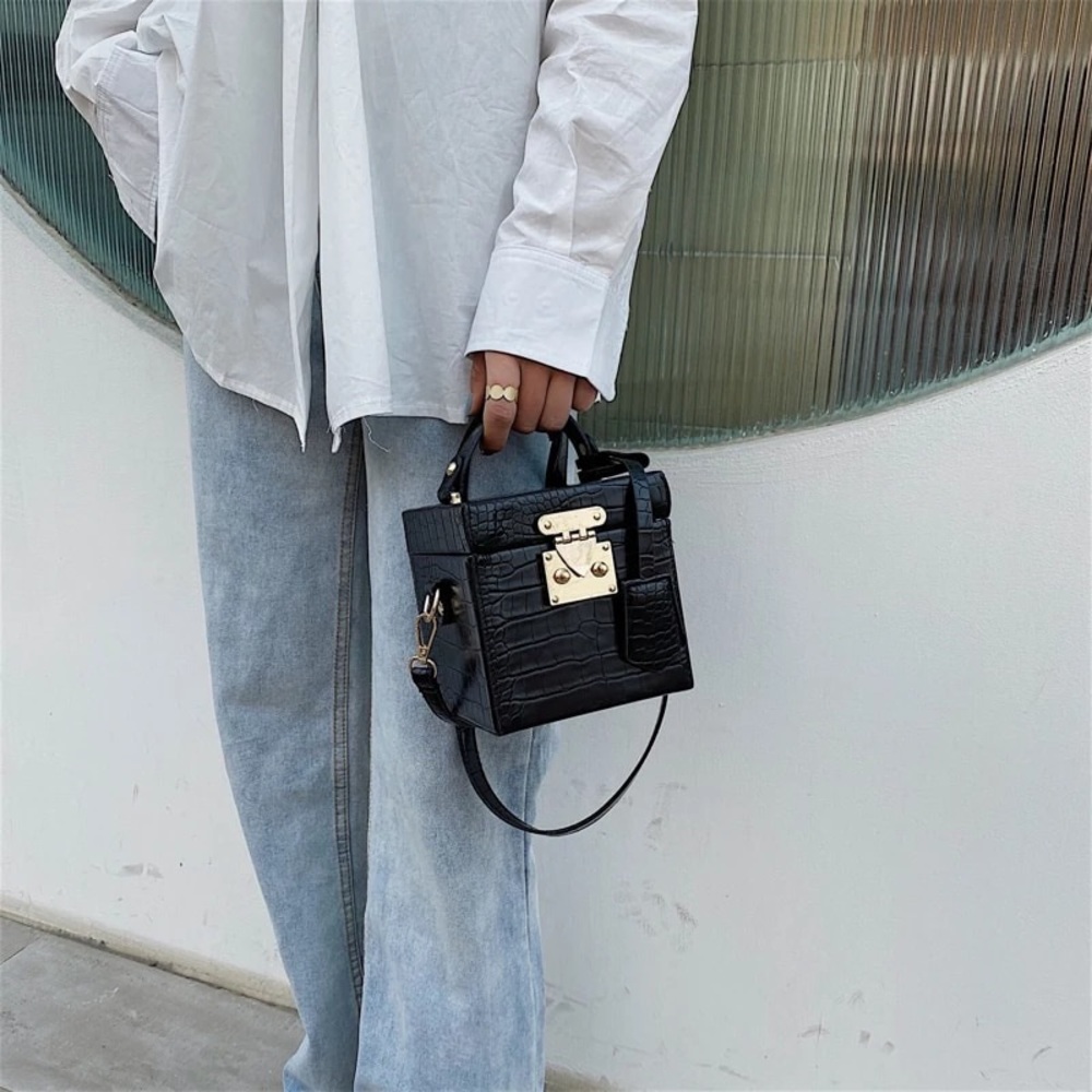 Box Bag Purse- Black Python Texture - image 4